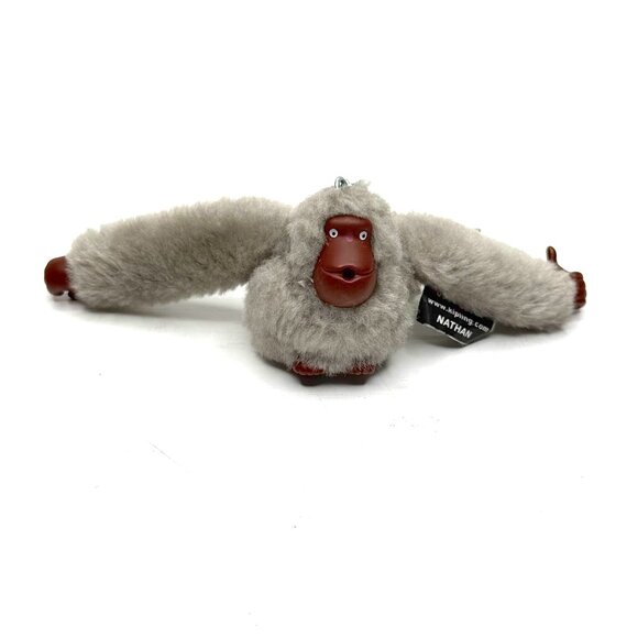 Kipling Nathan Gorilla Thumb Sucking Plush Bag Charm Keychain Keyring Gray 6" - Picture 1 of 7